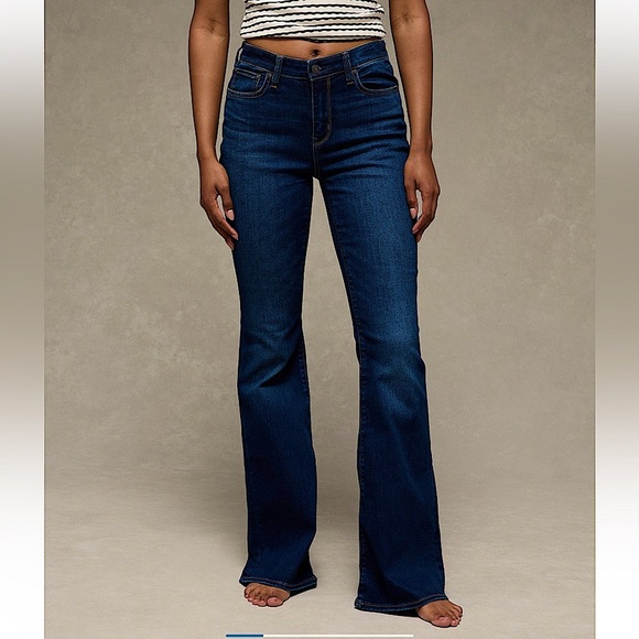 Madewell High Rise Skinny Flared Jeans Dark Blue 25 Tall Long - Picture 11 of 12